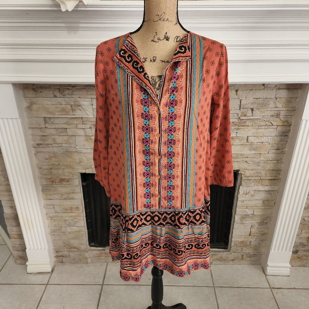 JACK boho long tunic mini dress size small‎